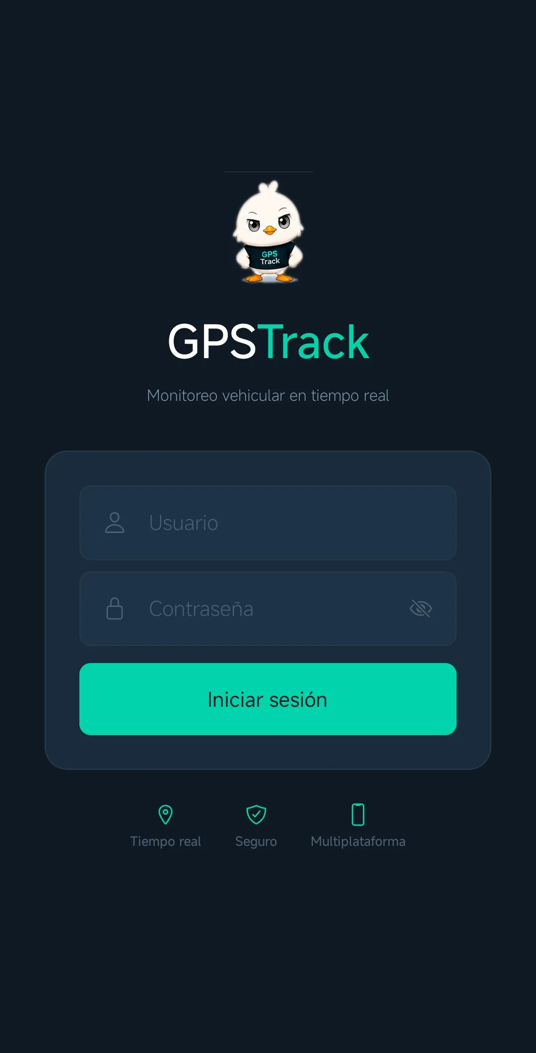 Pantalla de acceso de GPS Track
