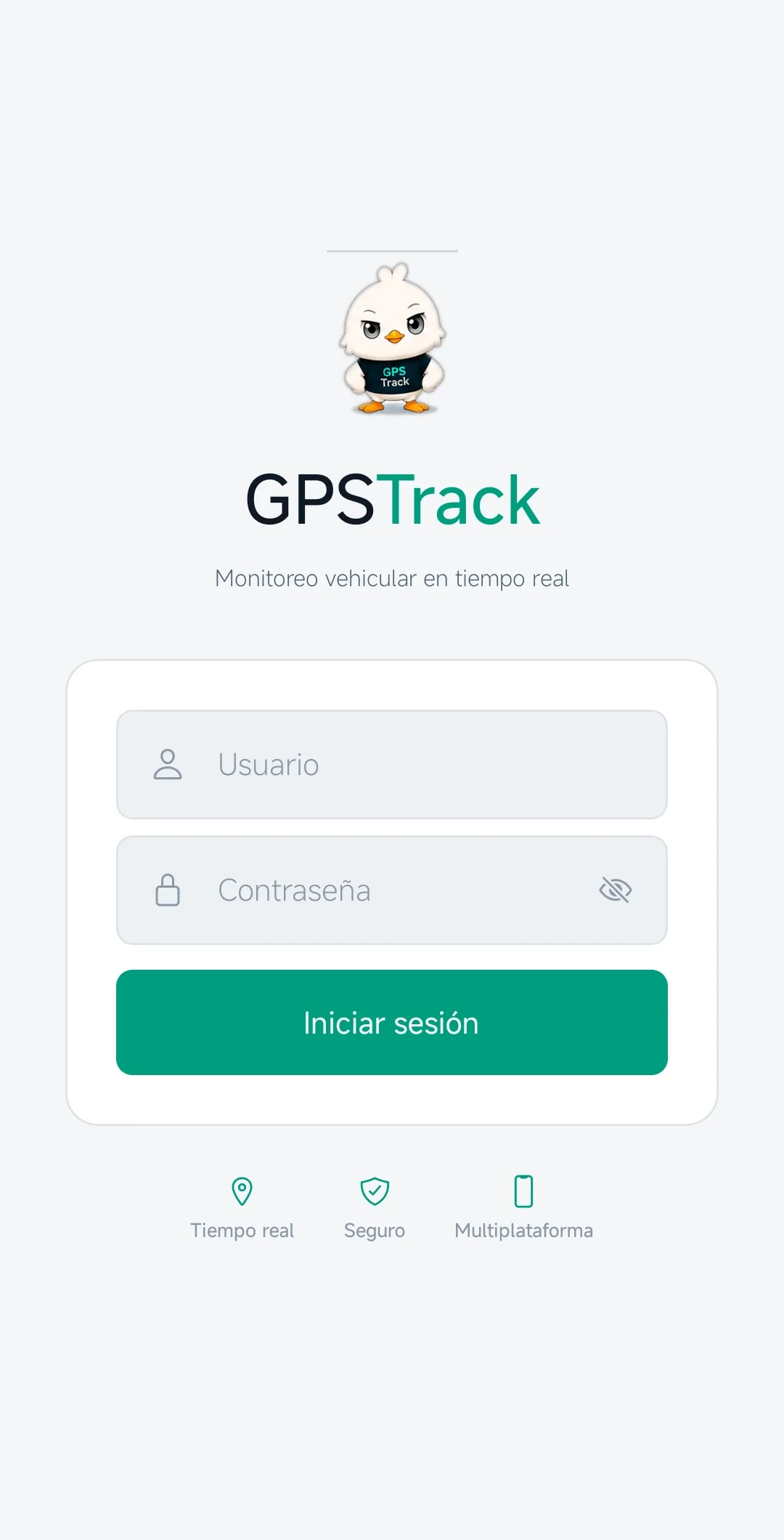 Pantalla de acceso de GPS Track